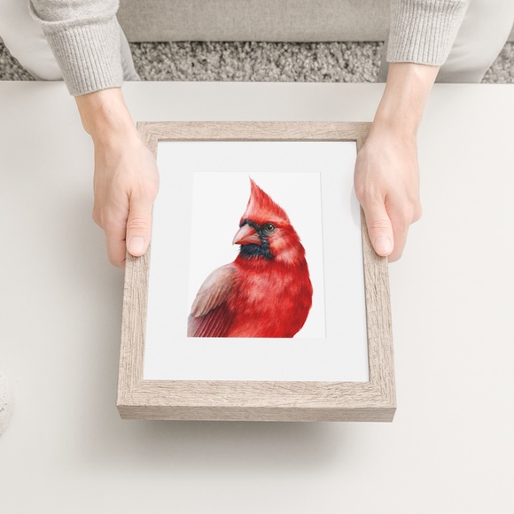 Cardinal Bird Watercolor Wall Art Print Poster Illustration Unframed - Picture 5 of 8